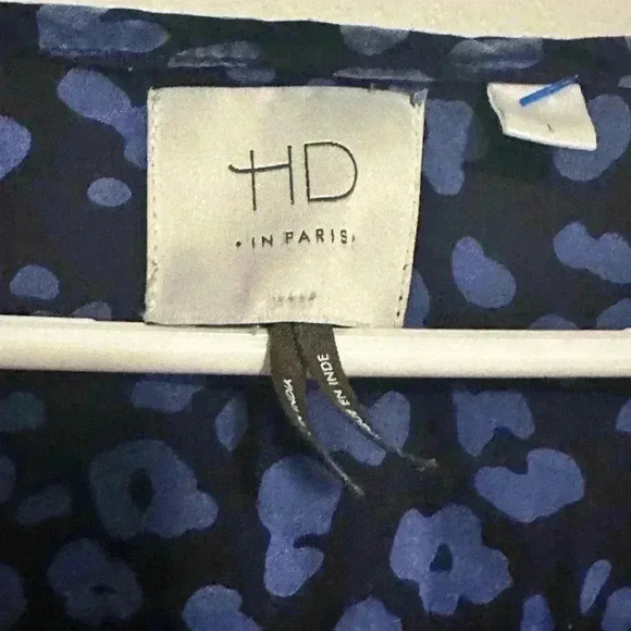 HD in Paris | Anthropologie navy and cobalt blue leopard print Ressica blouse - Picture 3 of 6